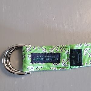 Lilly Pulitzer ribbon belt size medium with D-ring buckle green with blue